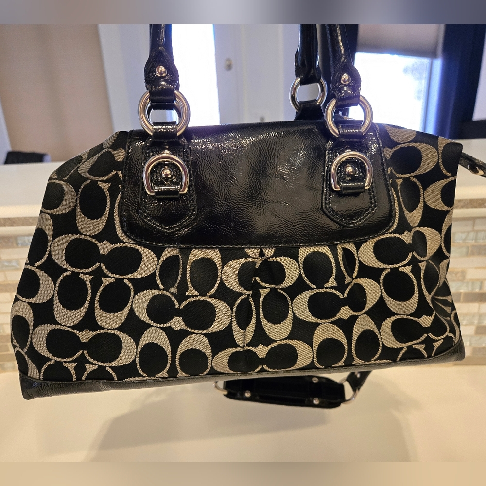 EUC Vintage Coach Black and Gray Satchel